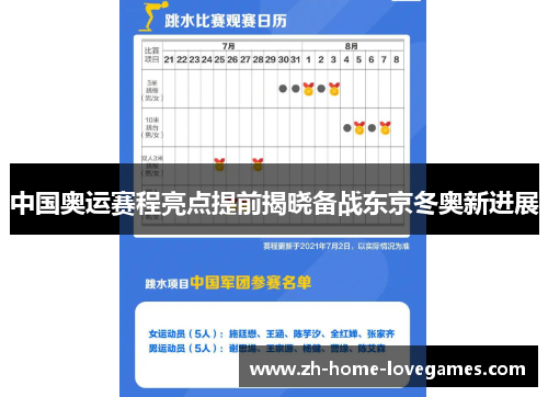 中国奥运赛程亮点提前揭晓备战东京冬奥新进展